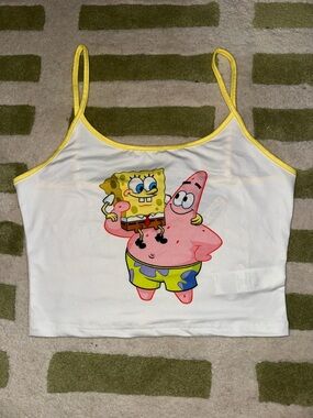 SpongeBob SquarePants White Crop Cami with Yellow Trim